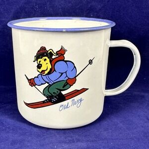 OLD NAVY Supply Co.  Enamel Mug With A Skiing Dog